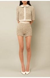 Contessa Mills Blair Whimsical Feminine Lambskin-Trim Cardigan at Nordstrom